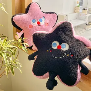 Bantal lembut bentuk bintang warna-warni, mainan boneka bentuk bintang yang lucu