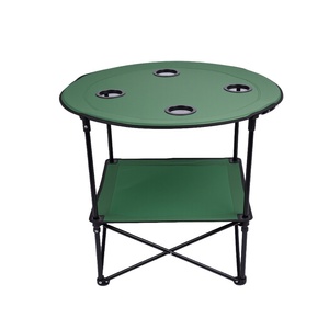 <span class=keywords><strong>Table</strong></span> de camping <span class=keywords><strong>pliante</strong></span> légère et ronde, portable, pour pique-nique en extérieur, avec porte-gobelets, idéale pour la pêche, la plage et les voyages - Product Image 4