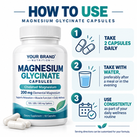 Capsules de glycinate de magnésium 100 mg 200 mg 300 mg Magnésium élémentaire Fabricant OEM ODM Marque privée