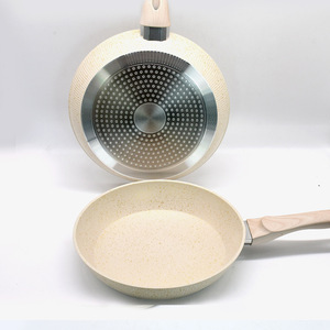 Ensemble de poêles en pierre Maifan beige avec manche en bois, antiadhésives, rondes, multi-tailles, universelles pour tous les types de cuisinières, ustensiles de cuisine pour la maison - Product Image 4