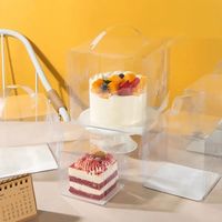 Vente en gros Emballage de cuisson Boîte à gâteau transparente avec poignée pour dessert d'anniversaire en plastique