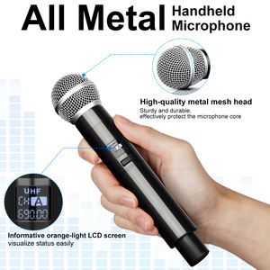 Microphone sans fil UHF professionnel X2 en promotion – Microphone portable sans fil pour karaoké - Product Image 3