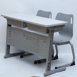 Lin Ying School <b>Desk</b> And Chair <b>Set</b> Modern Minimalist Style Aluminum Alloy Double Movable For University College Training - Product Image 1