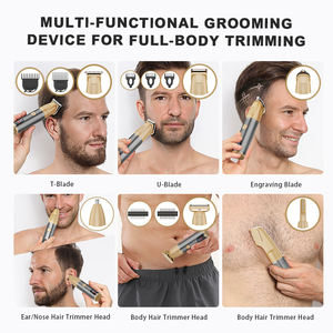 Set de Afeitado Eléctrico 6 en 1 al por Mayor, Recortador de Barba y Cabello Corporal Impermeable para Hombre, Recortador de Cabello Recargable con Base de Carga - Product Image 2