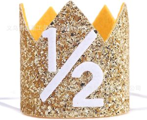1 pièce Chapeau de fleurs brillant pour <span class=keywords><strong>anniversaire</strong></span> de 1/2 an <span class=keywords><strong>Fille</strong></span> Garçon <span class=keywords><strong>6</strong></span> mois Demi-année Couronne Joyeux <span class=keywords><strong>anniversaire</strong></span> - Product Image 3