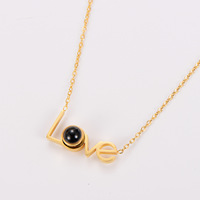 Collier en acier inoxydable plaqué or 18 carats avec projection LOVE, 100 langues, je t'aime, pendentif souvenir, cadeau romantique pour la Saint-Valentin