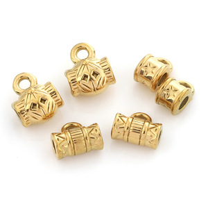 Vacuum Plated 18k Gold Stainless Steel Vintage Patterned Beads Three Way <b>Spacer</b> For Bracelet Making Mixed Shapes H1526 - Product Image 1