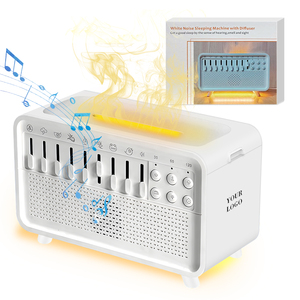 Diffusore d'aria umidificatore rumore bianco suono macchina di simulazione fiamma luce notturna con 8 suoni ambientali Aroma umidificatore per il sonno - Product Image 1