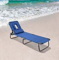 Chaise longue de plage pliable sur mesure OEM, taille standard, inclinable en 3 positions, structure en acier, tissu Oxford, capacité 120 kg, portable