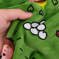 Tissu tricoté en velours imprimé dessin animé 97% polyester, respirant, directement de l'usine Keqiao, pour vêtements, robes, vêtements pour enfants, textile de maison