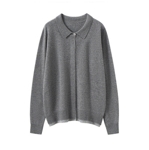 Cárdigan con Cuello Polo para <span class=keywords><strong>Mujer</strong></span>, Mezcla de Lana de Cachemira Suave, Informal para Otoño e Invierno, Top de Oficina - Product Image 6