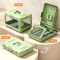 Jaula de Transporte Plegable para Mascotas, Caja de Transporte para Perros y Gatos, Plegable, Portátil, con Ventilación Multilateral, Apta para Viajes en Avión