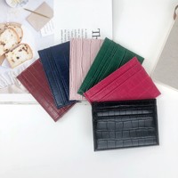Dompet Kartu Kredit Mini Tipis Anti-RFID Kulit Buaya Asli Looen Custom Desain Solid Nasional Tanpa Penutup