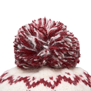 Gorros de Punto con Pompones y Diseño Festivo de Copos de Nieve Rojos y Blancos con Logotipo Personalizado - Product Image 5