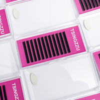 Plateaux de cils individuels personnalisés en gros, noir mat, volume PBT, extensions de cils longues naturelles faites à la main, fournitures cruelty-free