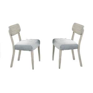 Juego de 2 sillas de comedor de grano de madera natural DB de madera maciza de goma con asiento de cojín de tela para muebles de comedor - Product Image 3