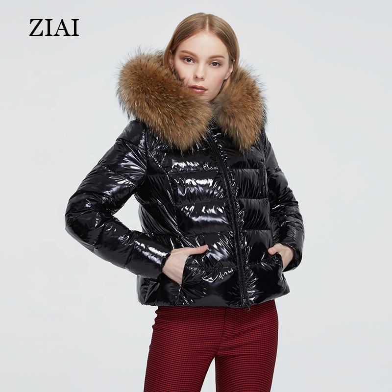 Faux Fur Black Shiny Bubble Coat Womens Puffer Jacket Bubble Fur