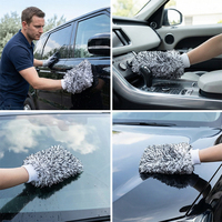 Guante de Lavado de Autos de Microfibra Suave Tipo Felpa de Pavo Real, Ultra Absorbente, Anti-Rayones, Profesional para Detallado Automotriz