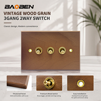 BAOBEN Sakelar Kayu Solid Motif Serat Kayu 118 Standar Amerika, Sakelar Tekan Kuningan, Pelat Dinding Pengisi Daya USB