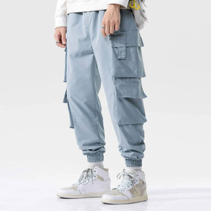 Mens Multi <b>Pocket</b> Mid Waist Cargo Pants Outdoor Utility Casual Cotton Straight Leg Quick Dry Breathable <b>Trousers</b> - Product Image 4
