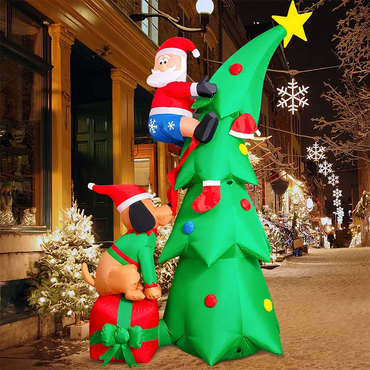 1.8M תאורה מתנפח כלב נושך עץ זקן טיפוס עץ חג המולד עבור קישוטים