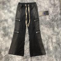 DENIMGUYS Pantalon en jean dégradé Hip Hop pour homme, coupe bootcut, avec cordon de serrage, multi-poches, ample, jambe large évasée