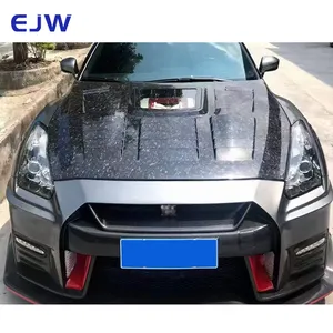 Transparent Style Car Hood Carbon Fiber Engine Shield Bonnets For Nissan GTR 2009 - 2015