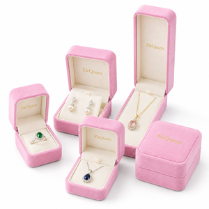 Cajas de joyería ecológicas con tapa abatible, lazo de cinta y logotipo estampado en caliente dorado para joyería de moda, uso diario y regalos festivos. - Product Image 1