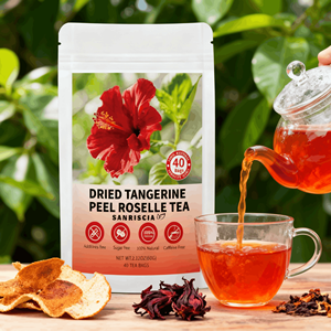 Chá de Casca de Tangerina Seca e Rosela - Chá Orgânico para Emagrecimento Sem Aditivos e Sem Açúcar, 20 Saquinhos para Saúde Digestiva e Desintoxicação, Atacado - Product Image 4