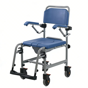 Chaise de toilette pliante en aluminium, fauteuil roulant de douche et de toilette pour personnes âgées et handicapées, avec plateau de bain réglable - Product Image 1