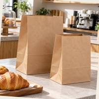 Sacs en papier kraft SOS imprimés sur mesure sans poignées pour boulangerie, emballage à soufflet latéral ouvert, vente en gros B2B