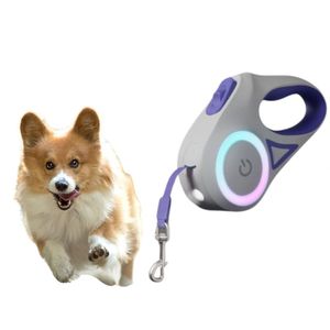 Laisse pour <span class=keywords><strong>chien</strong></span> en plastique et nylon avec rubans lumineux LED, accessoire de sécurité ultime pour les laisses rétractables - Product Image 1