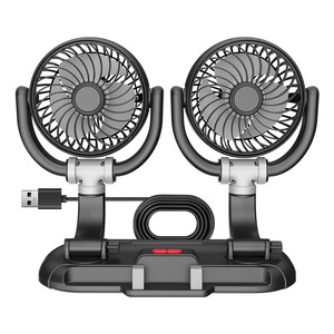 Ventilador de coche de doble cabezal, eléctrico, plegable, giratorio, universal, para circulación de aire en el coche, con soporte para teléfono. - Product Image 2