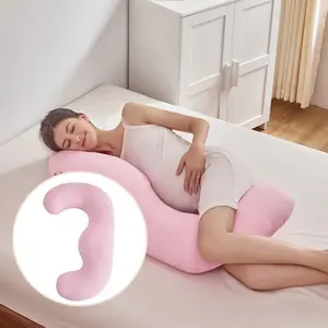 J字型コットン妊娠枕ソフト女性全身サポート睡眠マタニティ枕