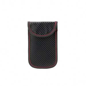 Carbon Fiber Leather RFID Car Key Signals Blocker Case With Key Hook Keyless Car Theft Pouch Faraday Car Key Bag - Product Image 2