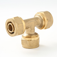 Raccord en T en laiton pour tuyau PEX 16x16x16mm, connecteur mâle/femelle facile pour système de conduite d'eau avec garantie de 3 ans