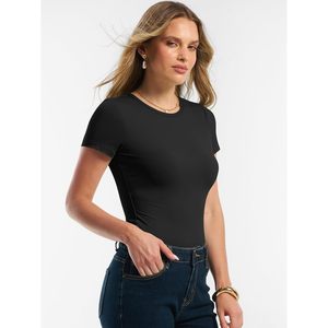 Women Short Sleeve Crew Neck T Shirt Basic <b>Tight</b> Workout Tee Spandex Cotton Active Stretch Yoga Top - Product Image 4
