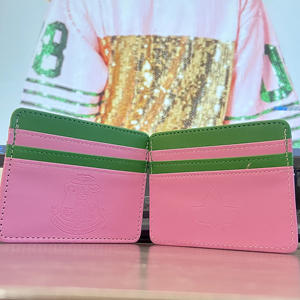 Alpha Greek Sorority Logo personalizado Tarjetero de cuero PU de doble cara Verde Rosa Multi-Slots Monedero delgado para damas Drop <span class=keywords><strong>Shopping</strong></span> - Product Image 4