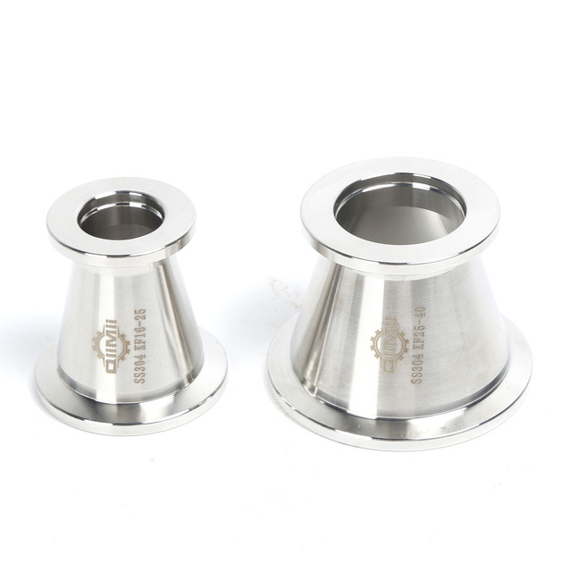 SS304 SS316L Stainless Steel High Quality Vacuum KF10/16/25/40/50 Conical Reducing Adaptor Pipe Fittings KF25XKF16 Flange NW25