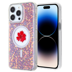 Fundas de lujo para teléfonos móviles de TPU+PC con purpurina, anillo magnético con acabado epoxi, color personalizado, a prueba de golpes para iPhone 15 Pro Max - Product Image 3