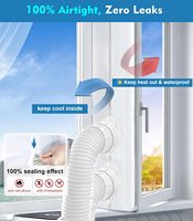 Kit de joint de fenêtre de climatiseur de 400cm, gardes d'échangeur d'air d'arrêt d'air chaud avec fermeture éclair et attache adhésive fonctionne avec le sèche-linge