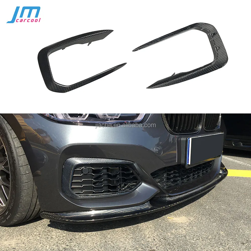 Dry Carbon Fiber Front Fog Lamp Wind Knife Fangs Trim StripsためBMW 1 Series F20 M Sport M135i M140i Hatchback 2016 - 2018