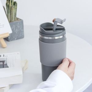 450ml Double Wall Stainless Steel Tumbler with Non-Slip Silicone Sleeve for Camping Insulated Coffee <b>Mug</b> for Outdoor Adventures - Product Image 4
