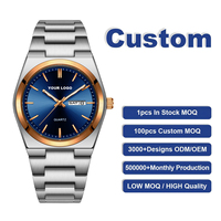 Montre à calendrier pour homme avec logo personnalisé, design luxueux, personnalisation, étanche, lumineuse, en acier inoxydable, montres à quartz décontractées