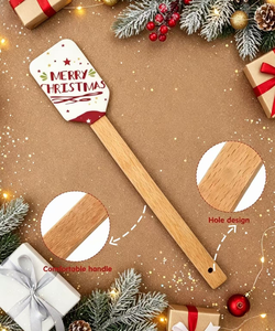 Espátula de silicona con mango de madera de haya con estampado de Feliz Navidad, raspador de crema para pasteles navideños, herramienta de repostería para cocina, regalo de Navidad - Product Image 5