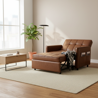 Verstellbarer Schlafsessel mit Ausziehfunktion, 1-Sitzer-Sofa-Bett, Multifunktionales Klappbares Schlafsofa für Einzelpersonen