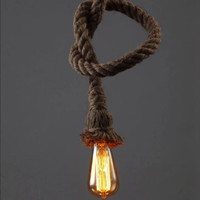 Nouveau Design Led Ampoule Vintage Chanvre Corde Pendentif Lumières Loft Lampes Suspendues Suspension Industrielle Luminaire Moderne Luminaire