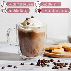 Tasse à café et à thé isolante en verre double couche transparente avec poignée pour la maison - Product Image 5