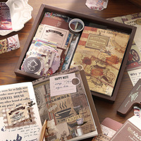 Simno 123 Artículos Kit de Scrapbook Estético Vintage Rosa Café, Cuaderno A6 con Cuadrícula para Bullet Journal y Junk Journal, Suministros DIY para Diario