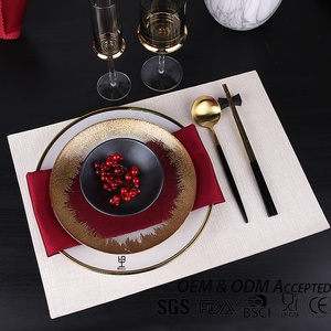 Nouvel ensemble <span class=keywords><strong>de</strong></span> vaisselle <span class=keywords><strong>de</strong></span> luxe chinois pour une personne, assiettes <span class=keywords><strong>de</strong></span> présentation en verre à bordure dorée dégradée, verres à vin pour hôtel oriental, cadeau <span class=keywords><strong>de</strong></span> mariage - Product Image 1